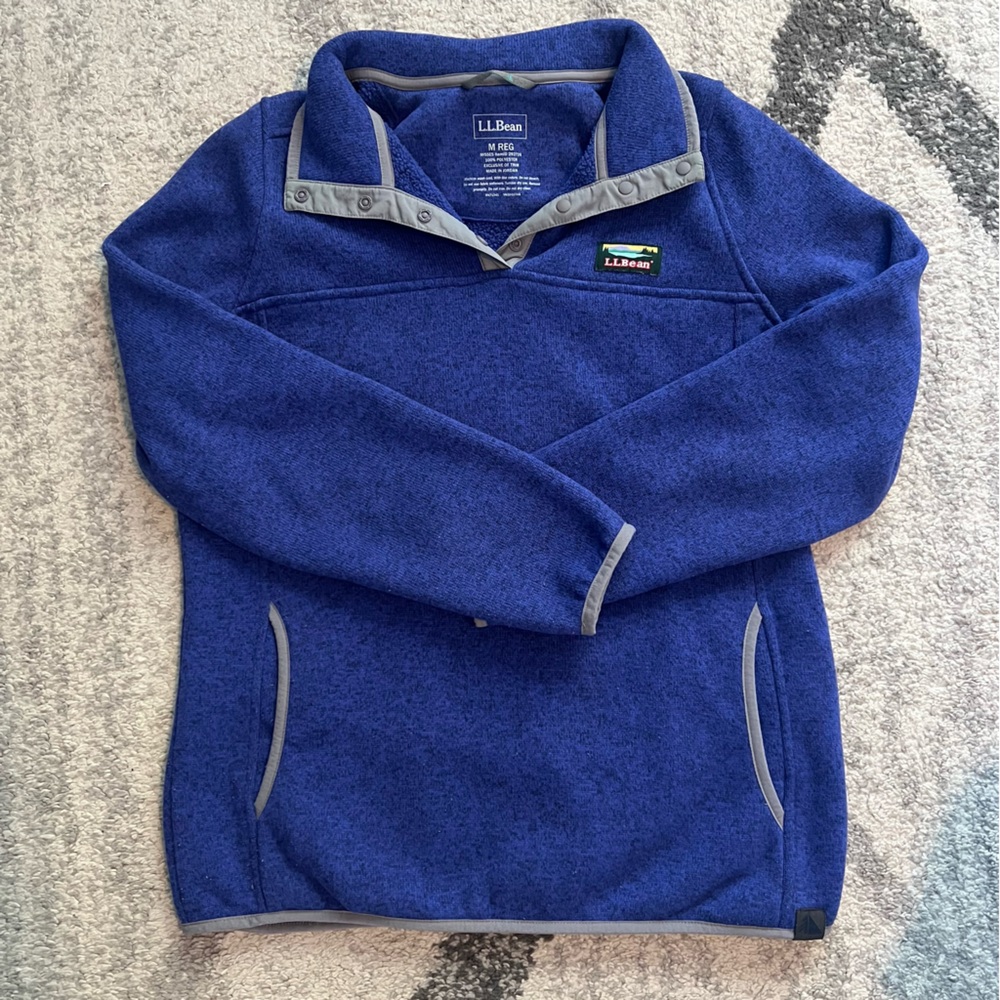 L.L. Bean Vibrant Blue Fleece with Grey Trim